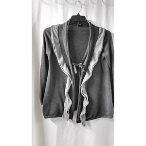 Daisy Fuentes Women's 1X Open‎ Front Charcoal Cardigan